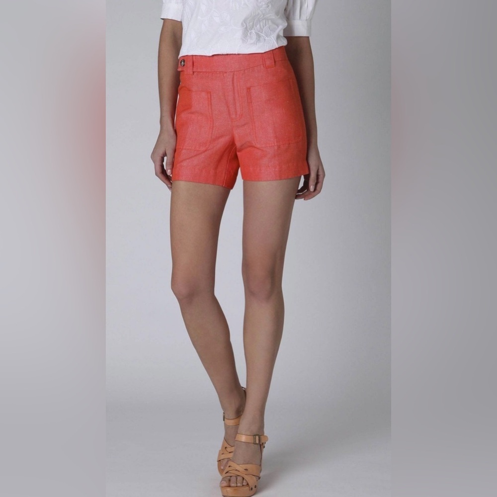Anthropologie Daughters of the Revolution Orange Linen Blend Shorts Size 0